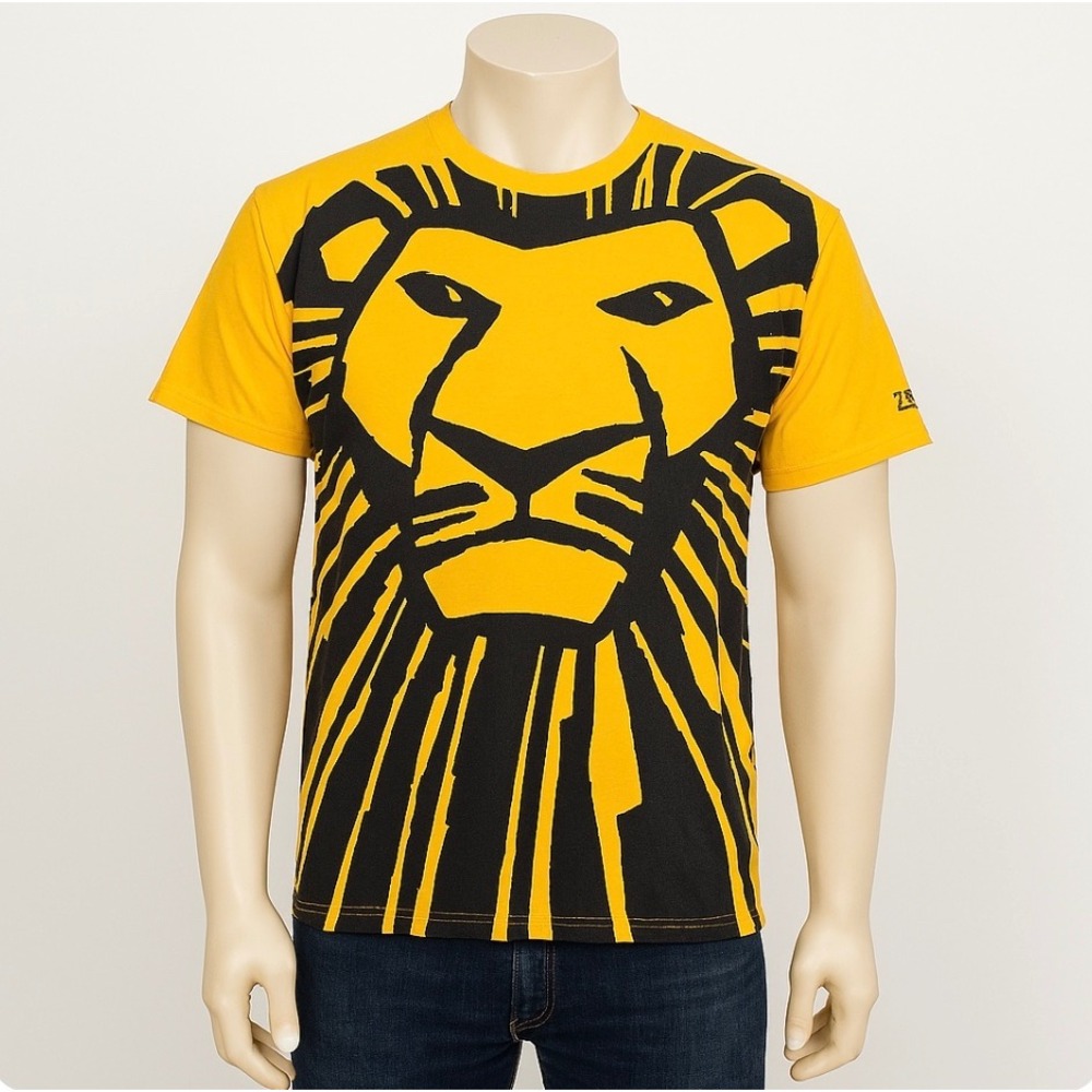 Disney Lion King Broadway T Shirt Mens XL Yellow‎ Black Graphic Tee Musical